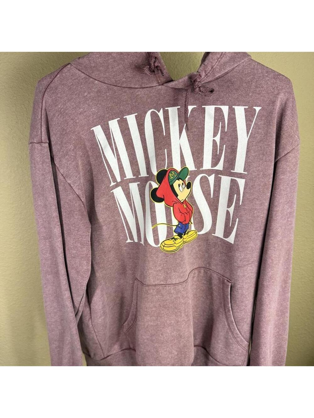 Disney Mickey Mouse Graphic Hoodie Mauve Purple Oversized Pullover Size M